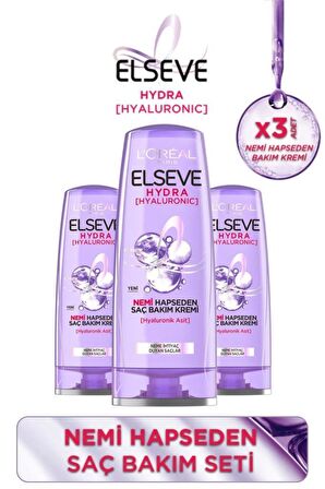 Elseve Hydra [hyaluronic] Nemi Hapseden Saç Bakım Kremi 390 Ml 3'lü Set